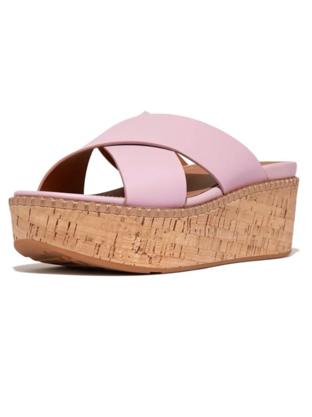 Fitflop Eloise Crisscross Cork-Platform Slides in  Wild Lilac - Sz 7 - Picture 8 of 10